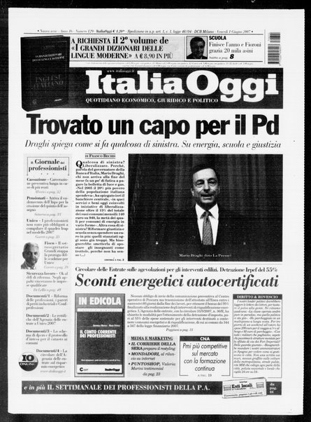 Italia oggi : quotidiano di economia finanza e politica